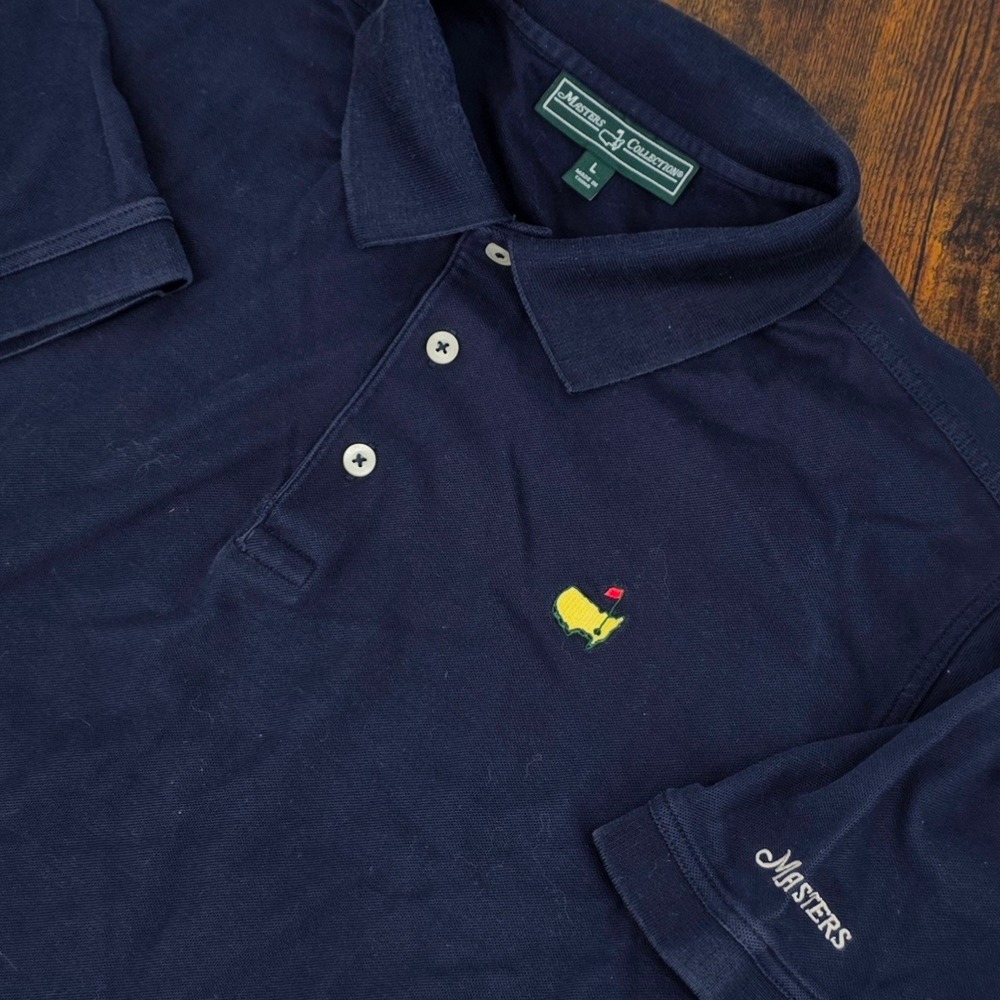 Masters Collection Polo Shirt Mens Large Navy Blue Pima Cotton Golf Logo